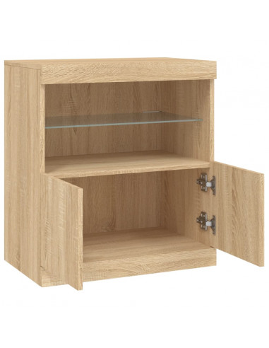 Credenza con Luci LED Rovere Sonoma 60x37x67 cm