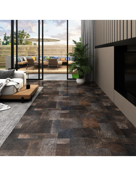 Listoni Pavimento PVC Autoadesivi 5,11m² Venature Legno Marrone