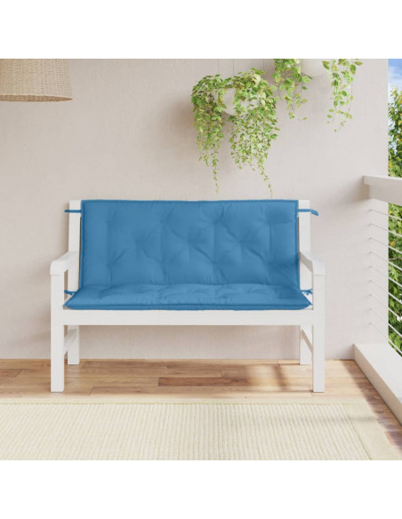 Cuscini Panca Giardino 2pz Blu Mélange 120x50x7 cm in Tessuto