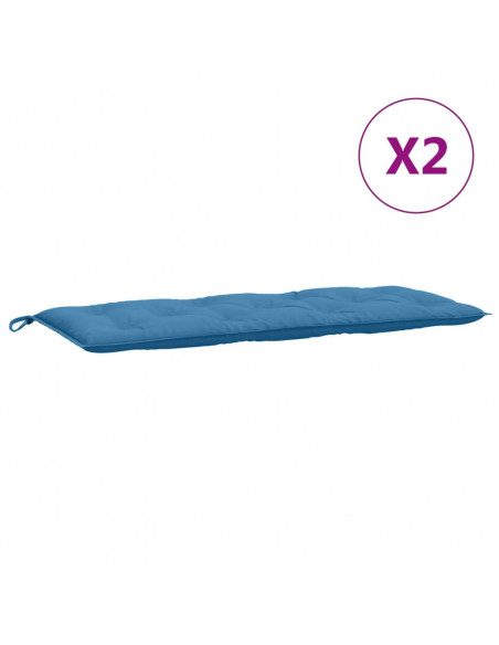 Cuscini Panca Giardino 2pz Blu Mélange 120x50x7 cm in Tessuto