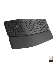 Logitech ERGO K860 Wireless Split Keyboard - Tastiera Ergonomica Wireless, Poggiapolsi, Connettività Bluetooth e USB, Compatibi