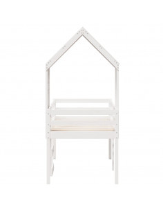 Letto a Soppalco con Tetto Bianco 90x200 cm in Legno di Pino 2