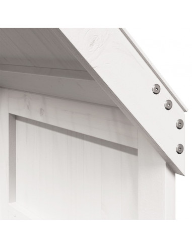 Letto a Soppalco con Tetto Bianco 90x200 cm in Legno di Pino