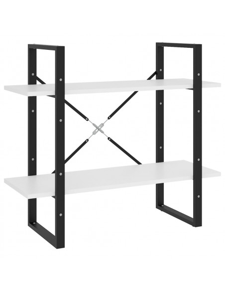 Libreria a 2 Ripiani Bianca 80x30x70 cm in Legno Multistrato