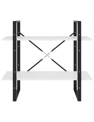 Libreria a 2 Ripiani Bianca 80x30x70 cm in Legno Multistrato