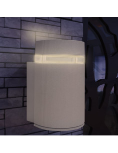 Luce da parete per esterno semi-cilindrica in alluminio grigio