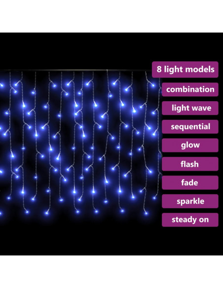 Luci a Ghiaccioli a LED 10 m 400 LED Blu 8 Funzioni