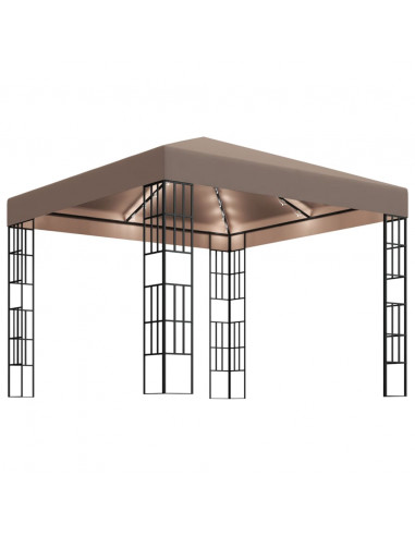 Gazebo con Luci a Stringa LED 3x3 m Grigio Talpa