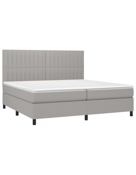 Letto a Molle Materasso e LED Grigio Chiaro 200x200 cm Tessuto