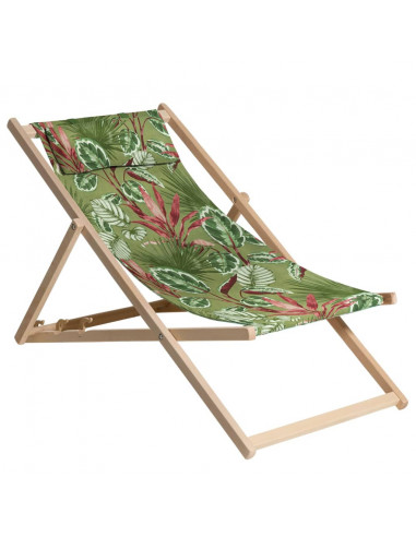 Madison Sedia da Spiaggia in Legno Cala 55x90x87 cm Verde