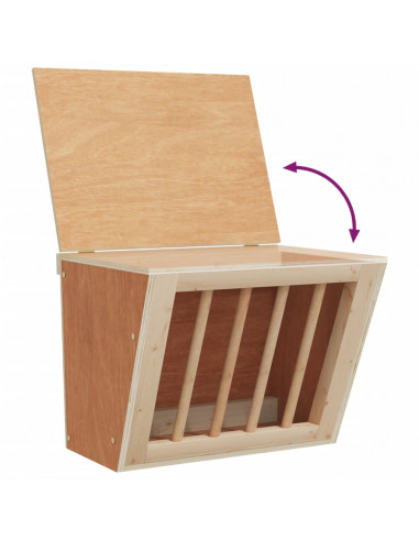 Mangiatoia per Conigli 25x18,5x20,5 cm Legno Massello di Abete