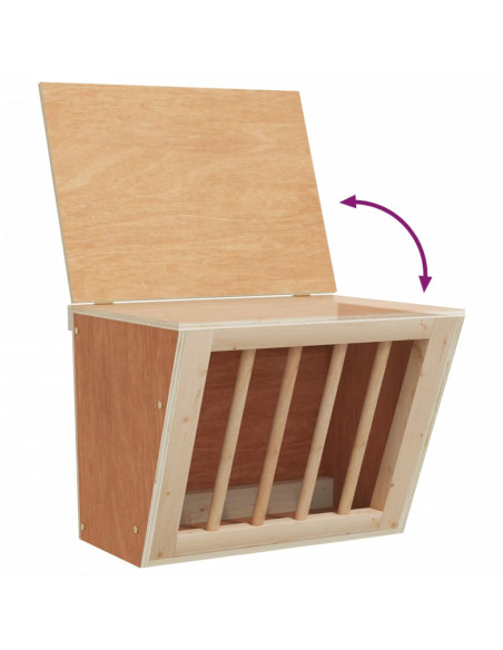 Mangiatoia per Conigli 25x18,5x20,5 cm Legno Massello di Abete
