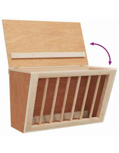 Mangiatoia per Conigli 37x18,5x23 cm in Legno Massello di Abete
