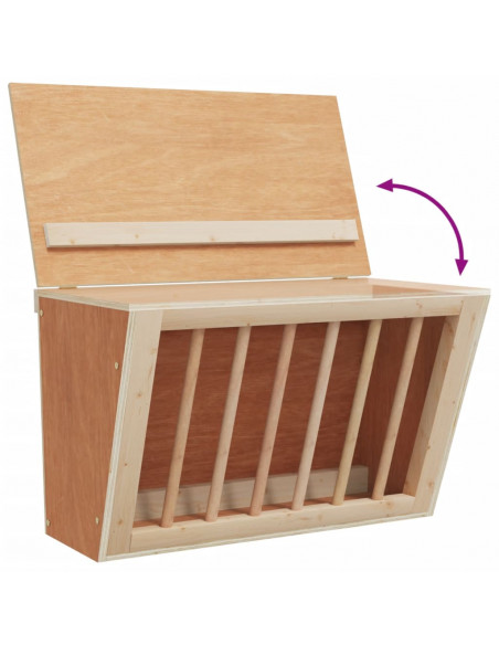 Mangiatoia per Conigli 37x18,5x23 cm in Legno Massello di Abete