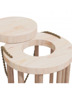 Mangiatoia per Conigli Ø15x25,5 cm in Legno Massello di Abete