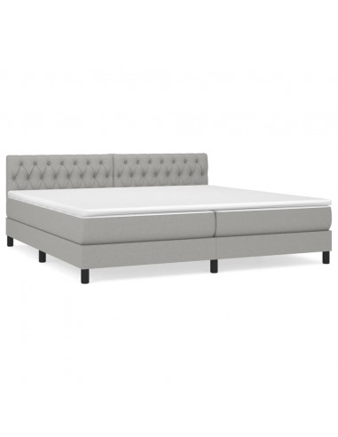 Giroletto a Molle con Materasso Grigio Chiaro 200x200cm Tessuto