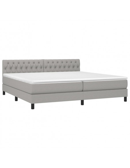 Giroletto a Molle con Materasso Grigio Chiaro 200x200cm Tessuto