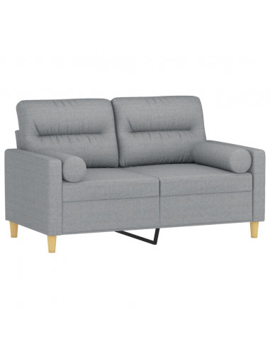 Divano a 2 Posti con Cuscini Grigio Chiaro 120 cm in Tessuto