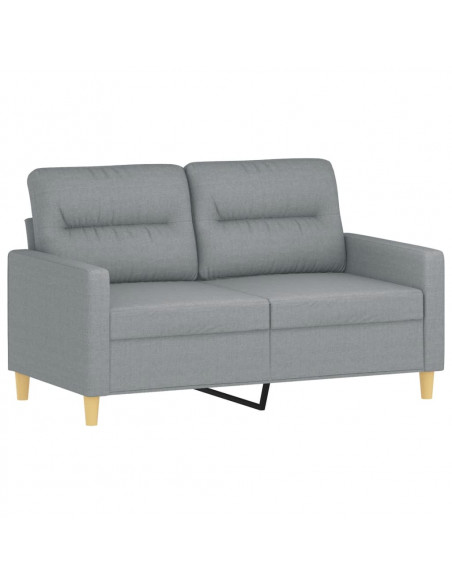 Divano a 2 Posti con Cuscini Grigio Chiaro 120 cm in Tessuto
