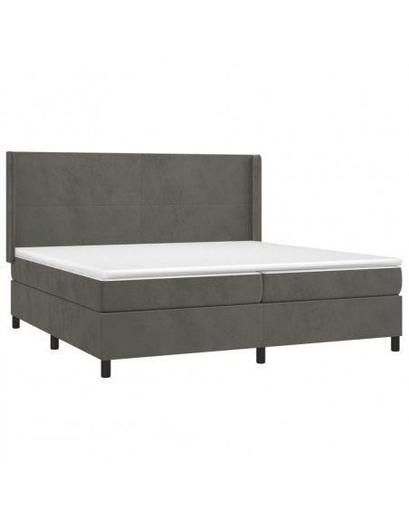 Letto a Molle con Materasso e LED Grigio Scuro 200x200 cm