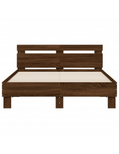 Giroletto con Testiera e LED Rovere Marrone 120x190 cm 2