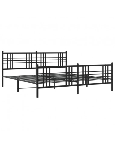 Giroletto con Testiera e Pediera Metallo Nero 200x200 cm