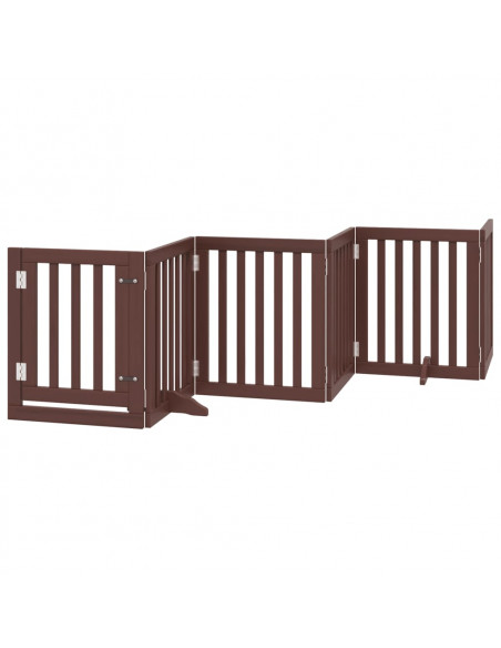 Cancello Cani Porta Pieghevole Marrone 9 Pannelli 450cm Pioppo