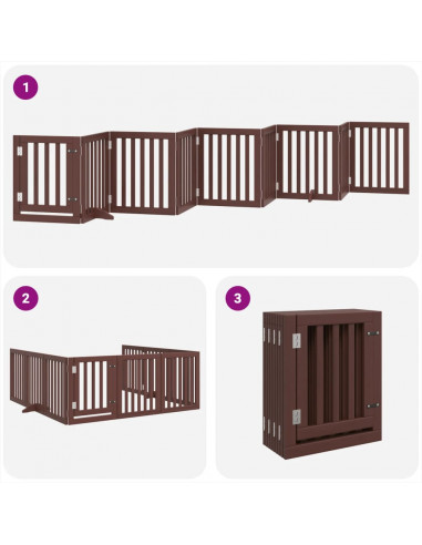 Cancello Cani Porta Pieghevole Marrone 9 Pannelli 450cm Pioppo