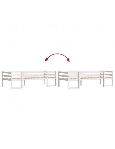 Giroletto per Bambini Bianco 90x190cm in Legno Massello di Pino