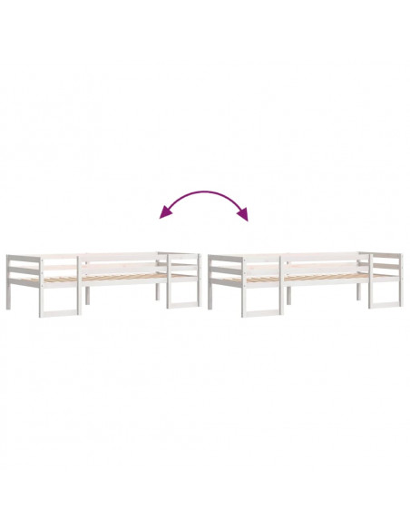 Giroletto per Bambini Bianco 90x190cm in Legno Massello di Pino