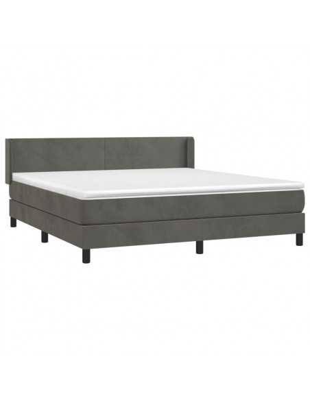 Giroletto a Molle con Materasso Grigio Scuro 160x200 cm Velluto