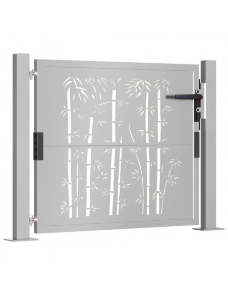 Cancello da Giardino 105x105 cm in Acciaio Corten Design Bambù