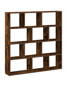 Mensola a Cubo da Muro 12 Scomparti in Truciolato Rovere Fumo