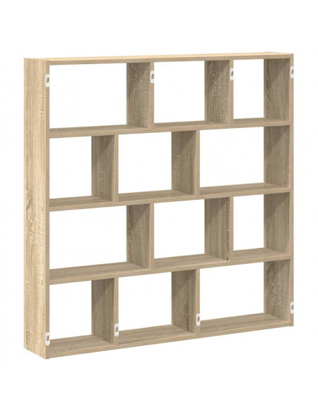 Mensola a Cubo da Muro 12 Scomparti in Truciolato Rovere Sonoma
