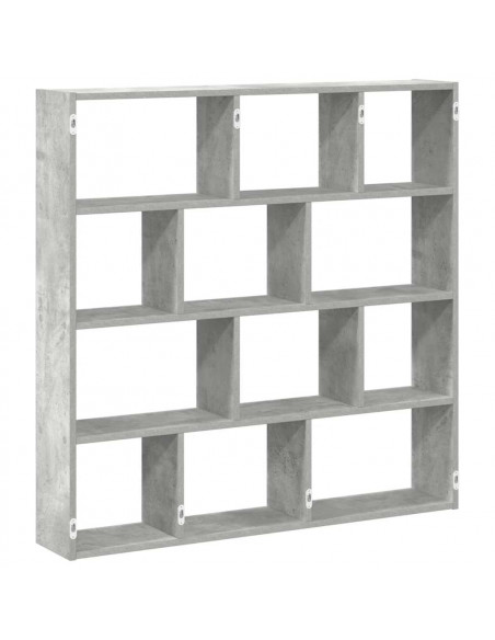 Mensola a Cubo da Muro 12 Scomparti Truciolato Grigio Cemento