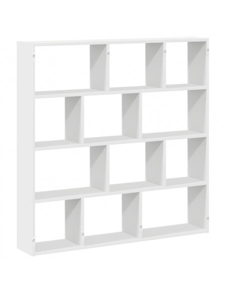 Mensola a Cubo da Parete 12 Scomparti Bianca in Truciolato
