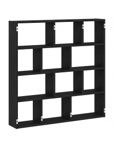 Mensola a Cubo da Parete 12 Scomparti Nero in Truciolato