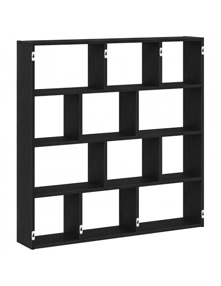 Mensola a Cubo da Parete 12 Scomparti Nero in Truciolato