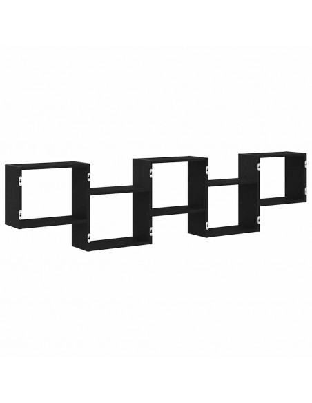 Mensola a Cubo da Parete 5 Scomparti Legno Multistrato Nero