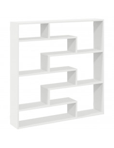 Mensola a Cubo da Parete 7 Scomparti in Truciolato Bianco