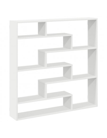 Mensola a Cubo da Parete 7 Scomparti in Truciolato Bianco