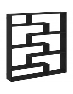 Mensola a Cubo da Parete 7 Scomparti in Truciolato Nero