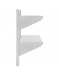 Mensola a Muro 2 Ripiani 75x23,5x60cm Argento in Acciaio Inox
