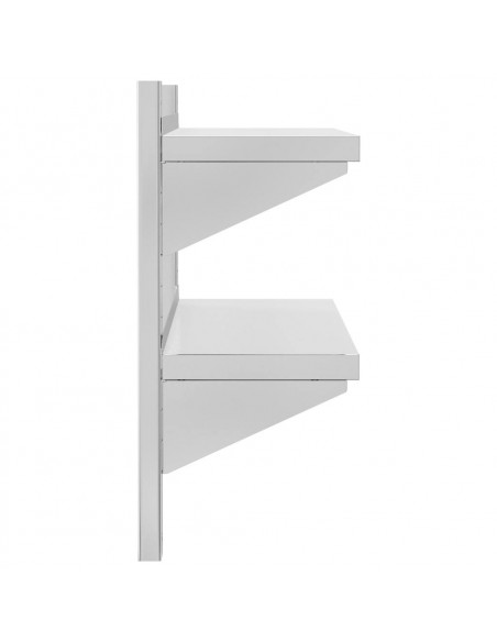 Mensola a Muro 2 Ripiani 75x23,5x60cm Argento in Acciaio Inox