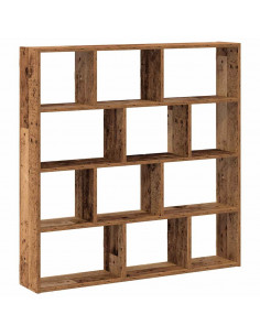 Mensola a Muro a Cubo 12 Scomparti in Truciolato Legno Antico