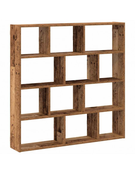 Mensola a Muro a Cubo 12 Scomparti in Truciolato Legno Antico