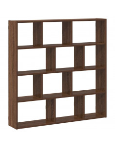 Mensola a Muro a Cubo 12 Scomparti Truciolato Rovere Marrone