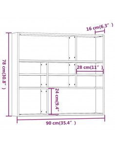 Mensola a Muro Grigio Sonoma 90x16x78 cm in Legno Multistrato