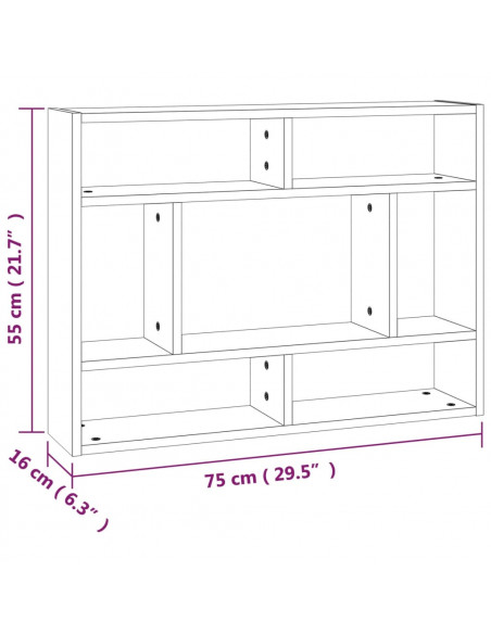 Mensola a Muro Rovere Marrone 75x16x55 cm in Legno Multistrato