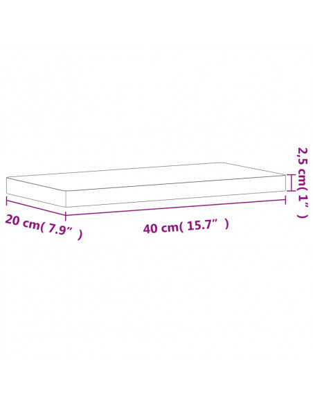 Mensola a Parete 40x20x2,5 cm in Legno Massello di Faggio